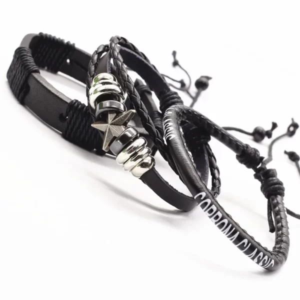 WESTBULL 3 pièces/ensemble Bracelets en cuir multicouche pour hommes croix charme Homme Bracelets cadeau bijoux – Image 37