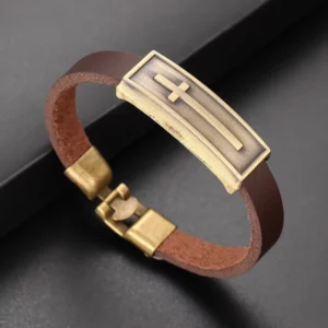Bracelet à motif croisé pour hommes, mode Pop Hip Hop rétro, Ethos créatif tout-en-un, Bracelet de fête en cuir, accessoires cadeaux de vacances