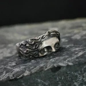 Bague rétro demi-visage Venus pour hommes et femmes, mythologie grecque, Vintage, Punk, gothique, Art, anneau ouvert, accessoires unisexes, bijoux de créateur