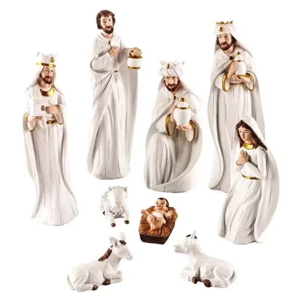 1 ensemble de Figurines de crèche de jésus de noël, accessoires de décoration pour la maison, bureau, sainte famille, ornements de bureau en résine – Image 10
