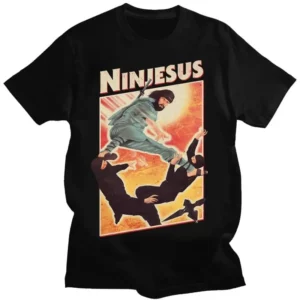 T-shirt graphique drôle de Jésus pour hommes et femmes, Nsilk, Esus Kung Fu, T-shirt court décontracté, Économie de vêtements, Streetwear, Japon Anime Clothes