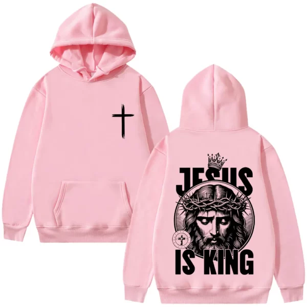 Christian jésus est roi sweat à capuche graphique hommes femmes Hip Hop mode Vintage surdimensionné Streetwear unisexe polaire coton sweat – Image 8