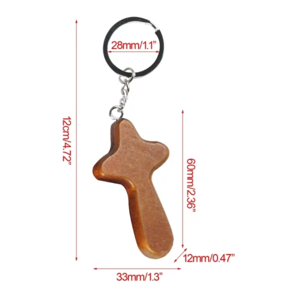 Porte-clés croix de Jésus en bois, décoration de sac, breloque de voiture, support prédire, pendentif fait main, cadeau religieux chrétien – Image 10