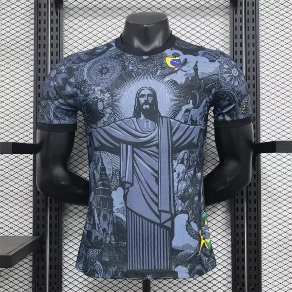 Haut d'entraînement de Football d'été, édition spéciale brésilienne, maillot de Football jésus noir gris, t-shirts imprimés en 3D pour adultes en plein air – Image 3