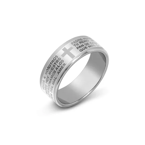 Bague en acier inoxydable noir, 8MM, croix de prière de la Bible de jésus, bague chrétienne pour femmes, cadeau d'anniversaire, bijoux – Image 7