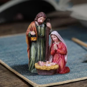 Joseph Mary Jesus Manger Mini figurine de la sainte famille, ensemble de scène de la nativité de noël pour exposition de bureau, ornements décoratifs d'intérieur, cadeaux