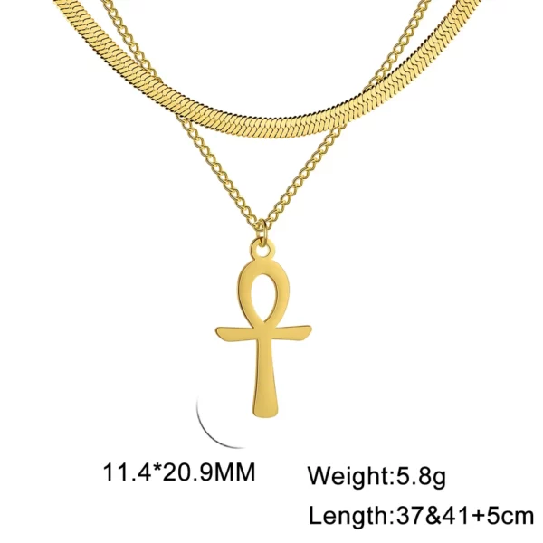 Lucktune Ankh croix amulette égyptienne collier en acier inoxydable clé de la vie symbole Crucifix pendentif collier femmes Religion bijoux – Image 7
