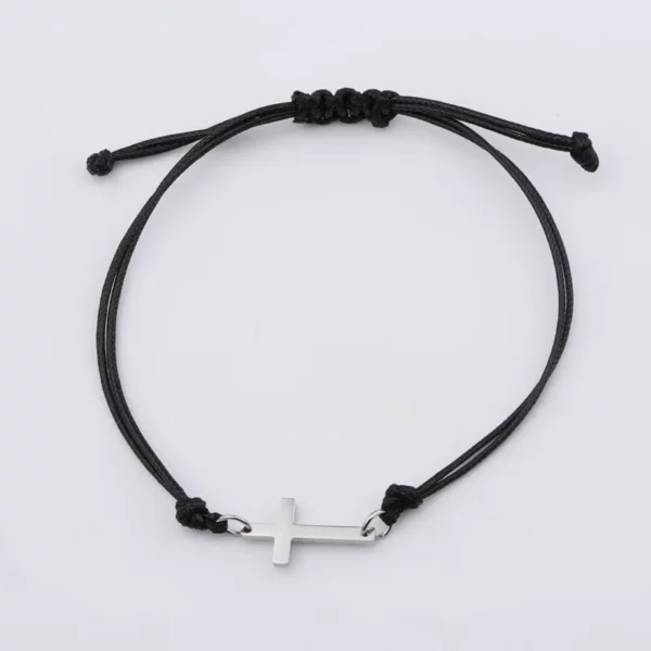 Bracelet à breloques croix en acier inoxydable pour hommes et femmes, 10 pièces, fait à la main, tressé, chaîne porte-bonheur réglable, bijoux cadeau – Image 5