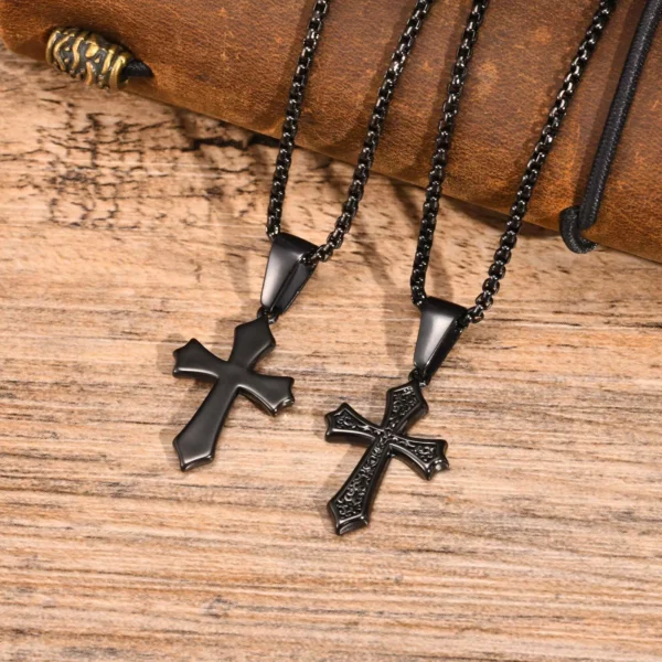 Collier pendentif croix pour hommes et femmes, colliers en acier inoxydable, colliers chics, cadeaux de bijoux classiques chrétiens, 50 cm, 55 cm, 60cm – Image 16