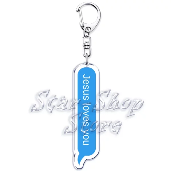Jésus vous aime lettre porte-clés dieu chrétien Bible citation porte-clés pour accessoires sac pendentif porte-clés bijoux Fans amant cadeau – Image 9