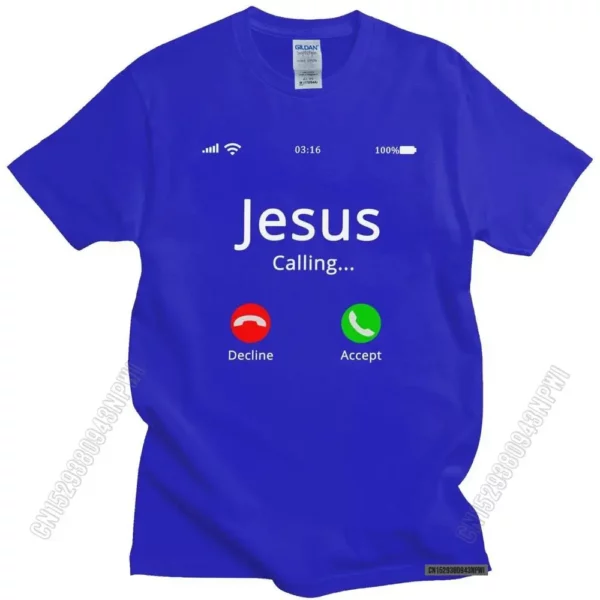 T-shirt homme 100% coton, humoristique et religieux, Jésus appelle le Christ, chrétien, Bible, cadeau – Image 16