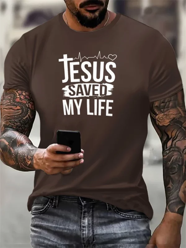 Jésus lettres anglaises 3d imprimé hommes mode tendance T-Shirts 6XL grande taille à manches courtes rue décontracté hauts t-shirt d'été – Image 4