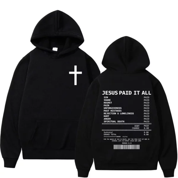 Salut jésus payé tout sweats à capuche verset de la Bible chrétienne hommes femmes vêtements Hip Hop Vintage sweats pulls surdimensionnés