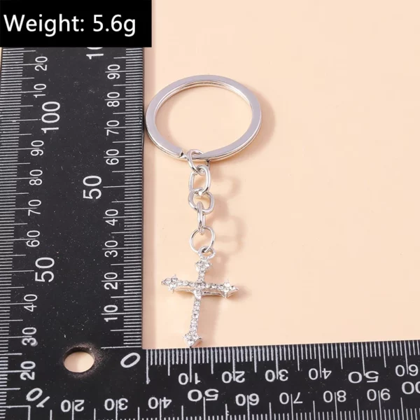 Porte-clés religieux croix en cristal biscuits pour femmes et filles, porte-clés, porte-clés, breloques de sac à main, bijoux à bricoler soi-même, cadeaux, luxe – Image 37