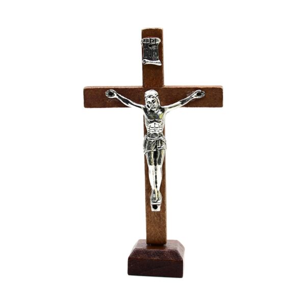 Décor de table Crucifix, croix en bois de 4 pouces, Statue de jésus pour cadeaux de décoration – Image 11