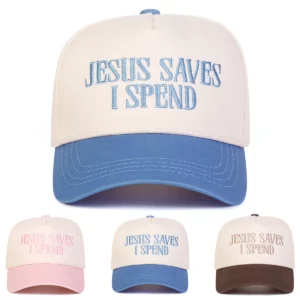 Casquette de Baseball unisexe JESUS SAVES I SPEND avec lettres brodées, chapeaux décontractés réglables pour l'extérieur, protection solaire, casquette de sport, printemps-automne