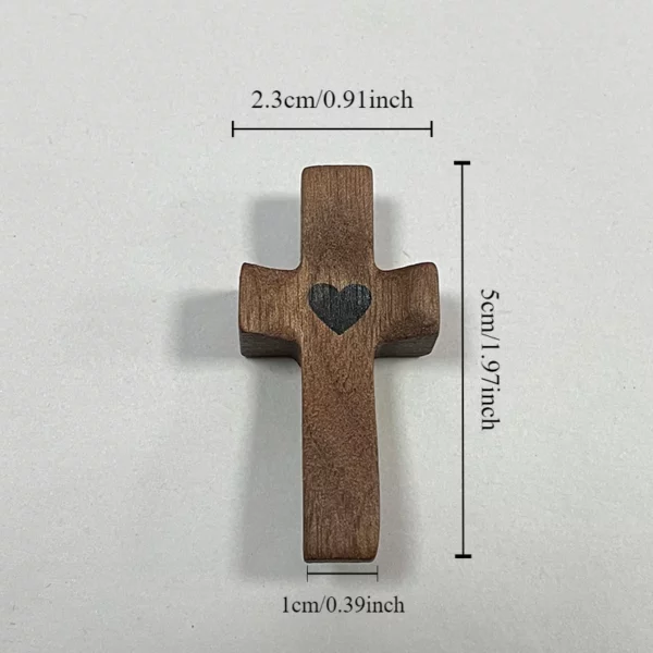 Croix de poche en bois d'olivier, format de poche, soulagement du stress, compagnon spirituel, croix mon cœur, cadeau d'encouragement, croix en bois à travers – Image 3