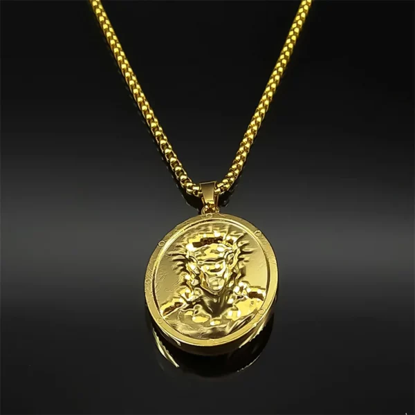 Collier pendentif tête d'épine de jésus pour femmes et hommes, en acier inoxydable, couleur or, Religion, amulette catholique, chaîne, bijoux cadeaux – Image 5