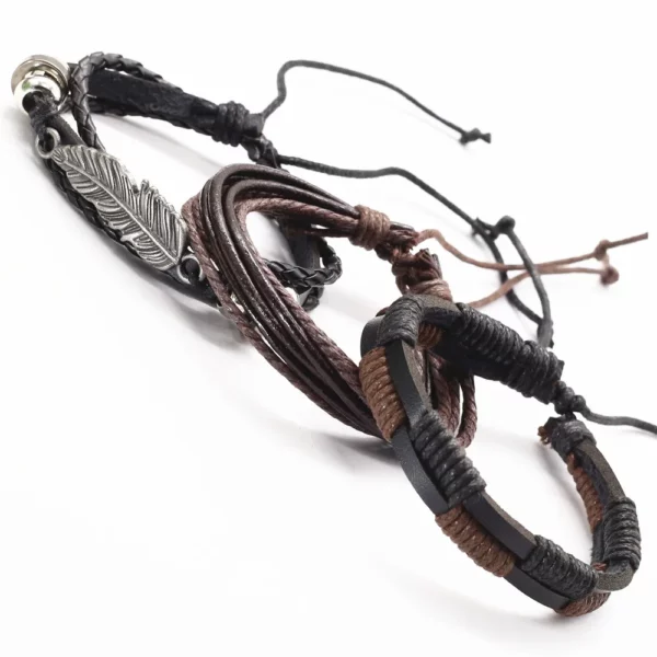 WESTBULL 3 pièces/ensemble Bracelets en cuir multicouche pour hommes croix charme Homme Bracelets cadeau bijoux – Image 26