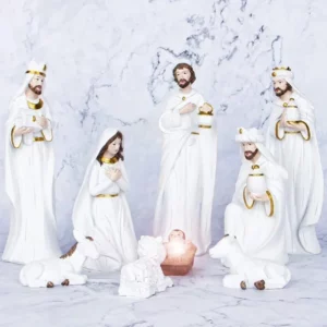Décoration de groupe de crèche de Jésus de Noël, artisanat en résine, décoration de la maison douce, ensembles de la Sainte Famille, figurine de la Nativité