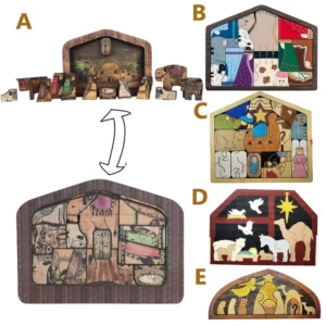 Puzzle de Jésus en bois pour la décoration de la maison, jeu de puzzle de Noël, conception unique brûlée, bureau drôle, FigAuckland, Nativité