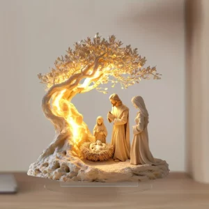 Décoration de bureau en acrylique, arbre de vie de jésus, ornement de bénédiction pour nouveau-né, décoration de table chrétienne pour la maison et le bureau, cadeau inspirant