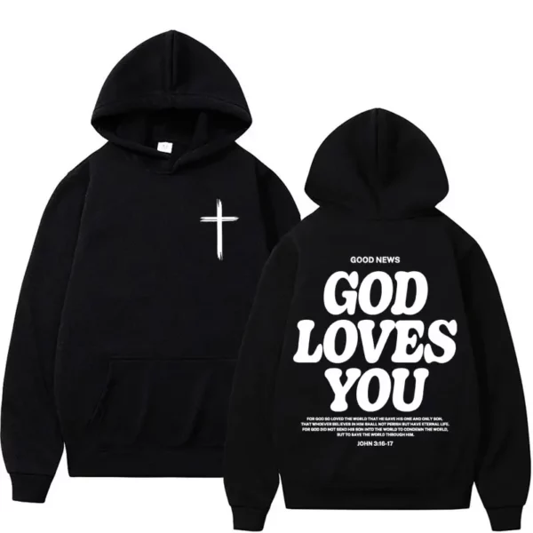 Sweat à capuche Harajuku pour hommes et femmes, esthétique, église chrétienne de jésus, verset de la Bible, dieu vous aime, Vintage, Streetwear Y2K