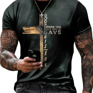 2025 été nouveaux vêtements pour hommes t-shirts surdimensionné gothique jésus Christ croix impression 3D hauts Vintage Hip Hop à manches courtes t-shirt