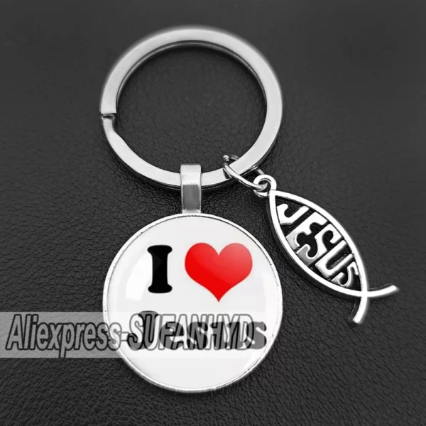 J'aime Jésus porte-clés pour femmes porte-clés chrétien croix cadeau pour hommes – Image 13