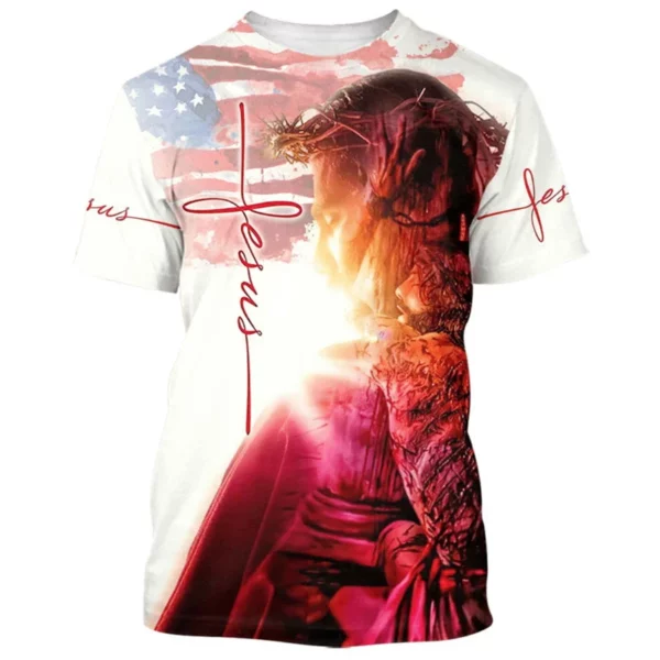 T-shirts pour hommes jésus amour tous les chrétiens 3D imprimé été jesu graphique T-shirt femmes à manches courtes décontracté hauts Y2k hommes vêtements – Image 5