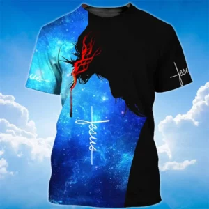 Mode 3D jésus croix impression t-shirt pour hommes christianisme dieu graphique surdimensionné T-shirts quotidien décontracté col rond à manches courtes hauts