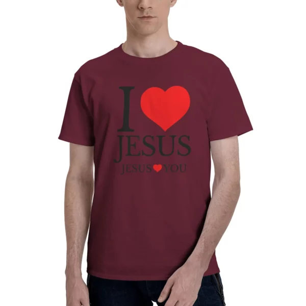 J'aime le jésus jésus vous aimez T-Shirt christien Couple Y2K basique 100% coton T-Shirts été O cou T-Shirts pas cher surdimensionné hauts – Image 14