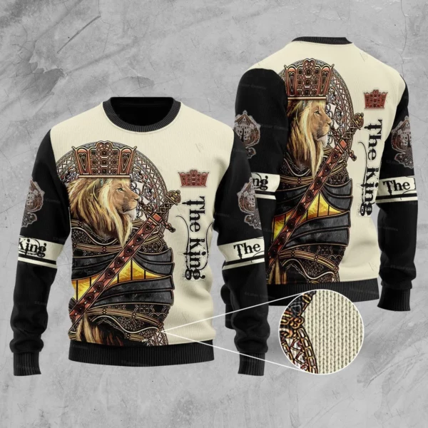 Nom personnalisé Animal roi Lion jésus Cosplay tatouage noël laid pull 3DPrint Harajuku pull décontracté hiver sweats X2 – Image 10