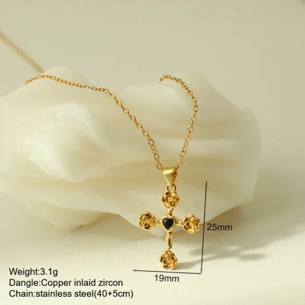 Nouveau en été couleur or bijoux pour Boho Croix et Vierge Marie Collier Pour Femmes En Acier Inoxydable Longue Chaîne Jésus Choker – Image 20