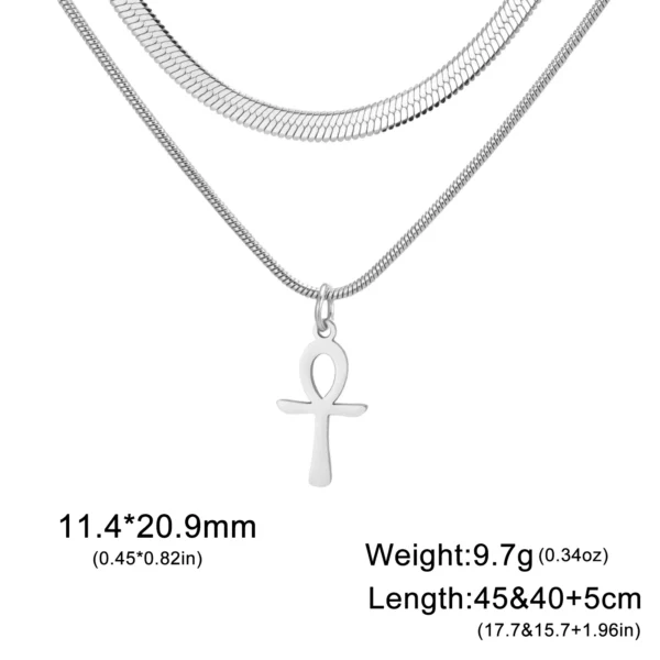 Lucktune Ankh croix amulette égyptienne collier en acier inoxydable clé de la vie symbole Crucifix pendentif collier femmes Religion bijoux – Image 10