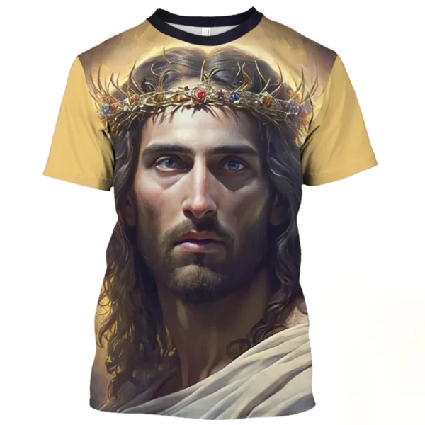 Jésus chrétien croix catholique t-shirts pour hommes dieu imprimer décontracté à manches courtes surdimensionné T-shirt Harajuku unisexe col rond t-shirts – Image 20