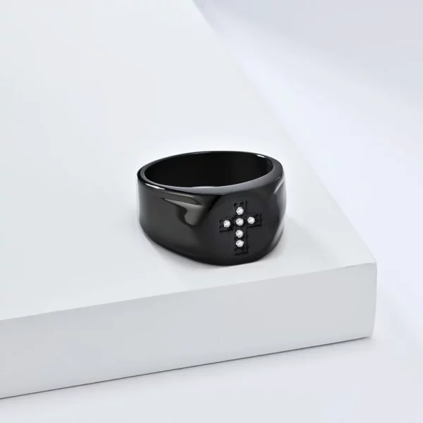 Bague croix en acier inoxydable pour homme, cubique, contre-indiqué, nouvelle mode – Image 16