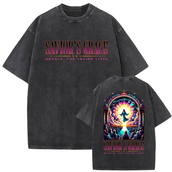 Série religieuse chrétienne jésus Vintage lavé T-shirt hommes femmes gothique Rock surdimensionné à manches courtes t-shirts Hip Hop Streetwear – Image 9