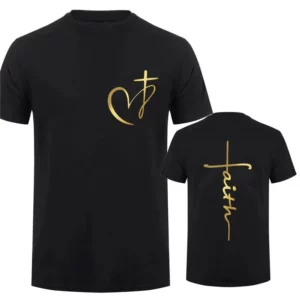 Coeur croix impression chrétienne T-shirt pour hommes vêtements foi hommes T-shirts été grande taille T-shirt surdimensionné T-shirt jésus hauts