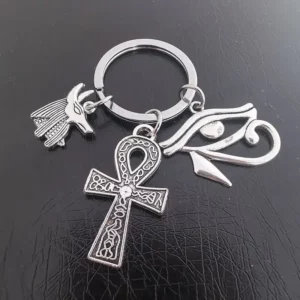 Porte-clés égyptien pour alarme Ankh, reine égyptienne ancienne Anubis Horus Eye, breloques croisées pour hommes et femmes, accessoires