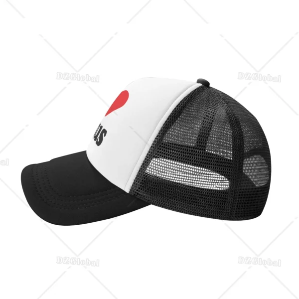 Chapeau de camionneur imprimé I Love Jesus pour hommes et femmes, casquette de baseball en maille, chapeaux de soleil, casquette de cowboy, chapeau de papa d'été, noir – Image 2