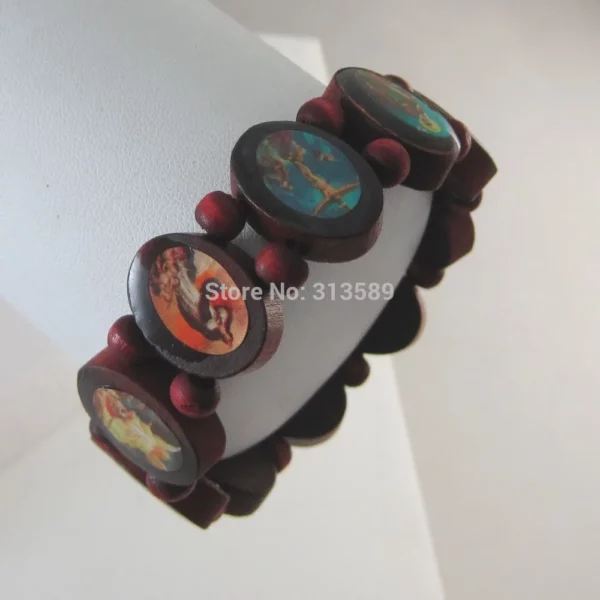 Bracelet en bois de mode pour la remise des diplômes, salle de bain TCH, LIC IBurgos, SAINTS, JESUS, CROSS VIRGIN, MARY, TENG, GE RELIGITITUNISEX, pièce unique – Image 3